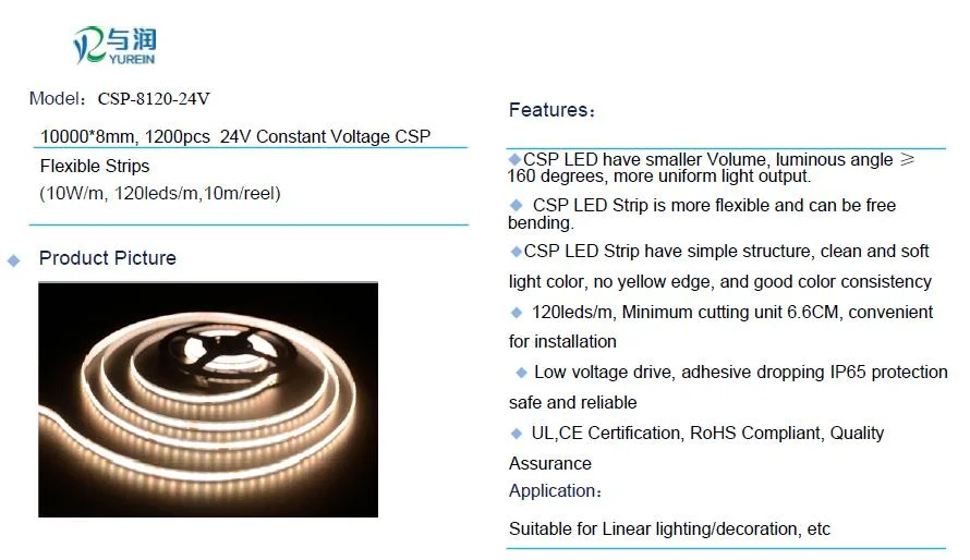 Wholesale IP65 Csp Long Cascade Chain Flexible LED Strip Light for Linear Lighting/Decoration