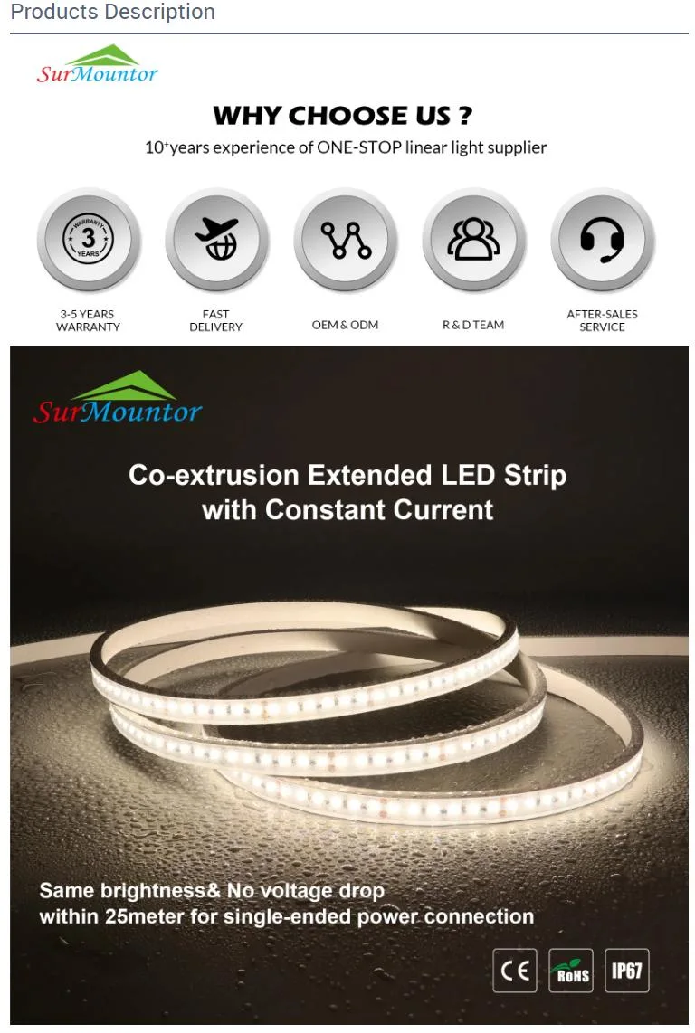 50m High Voltage 220V 230V 2835 120LEDs LED Light Strip Lighting IP67 Silicone Extrusion Waterproof with CE RoHS