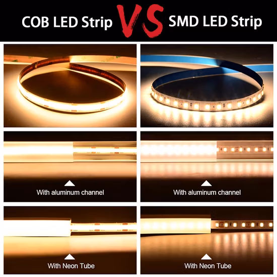 COB LED Strip Dimmable Dual Color 2700~7200K CCT Changeable 24V COB RGB LED Flexible Strip Csp COB LED Strip Light